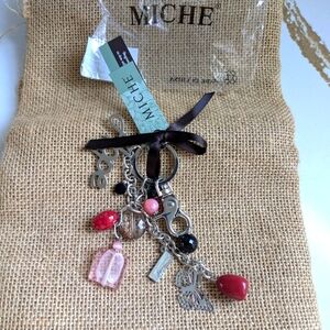 Miche Pink and Silver Hope Charm Keychain